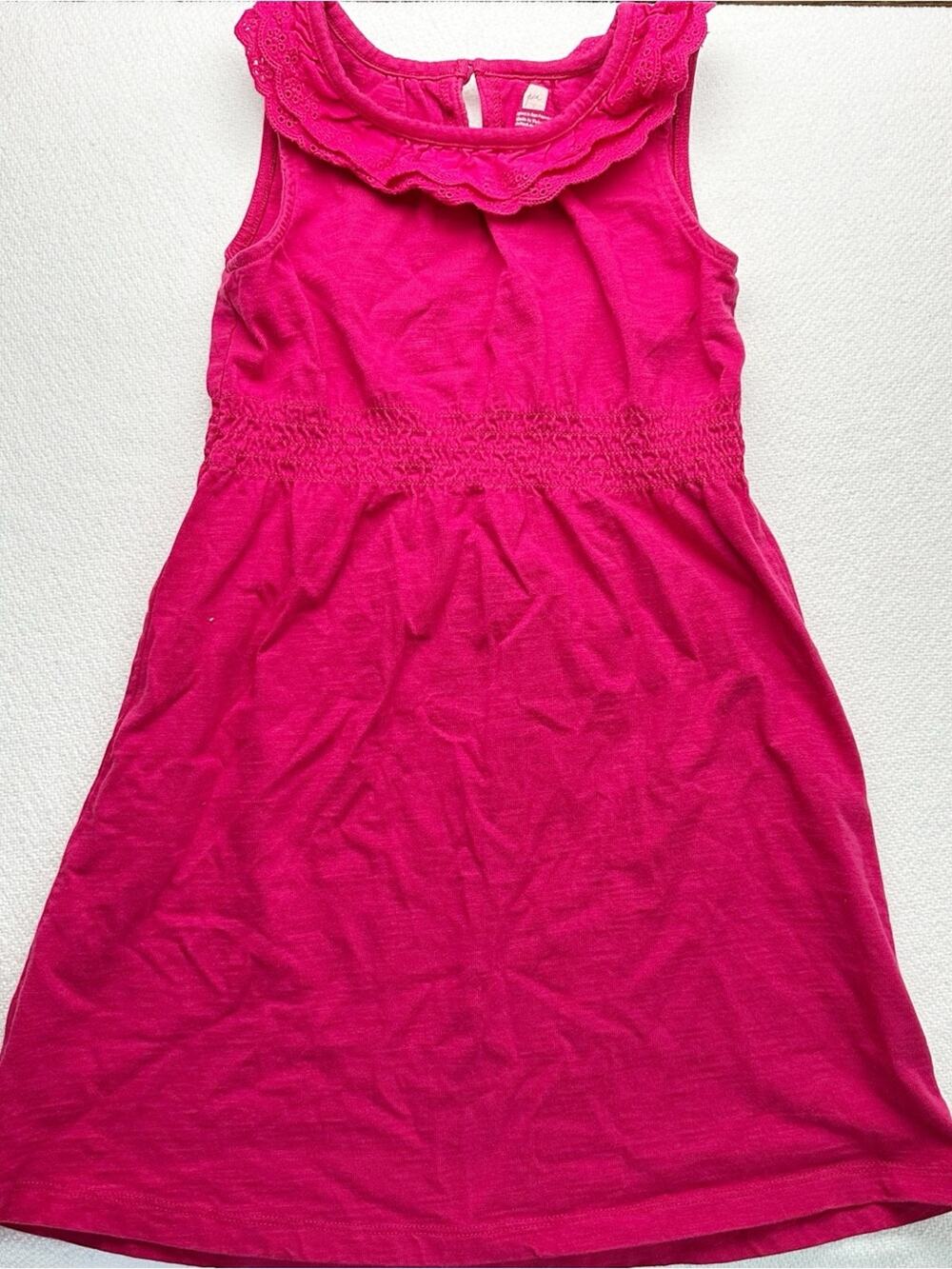 Tea Collection Girls Bright Fuchsia Eyelet Dress
